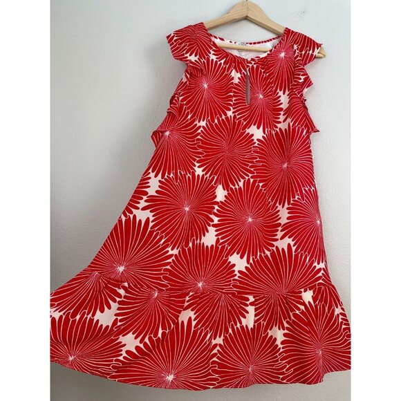 J Crew Womens Small Floral Print Flutter Dress Keyhole Front Sleeveless - Picture 6 of 10